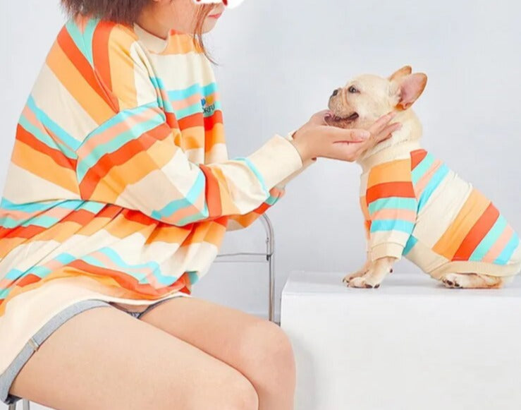 Dog And Owner Matching Long Sleeve Colorful Stripe