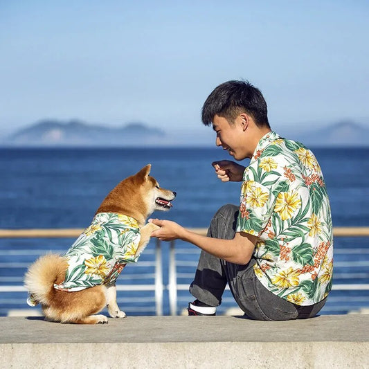 Summer Shirt Beach Casual Shirt Short-sleeved Pet Dog Clothes Owners and Pet Dogs Clothes одежда для собак Ropa Para Perros